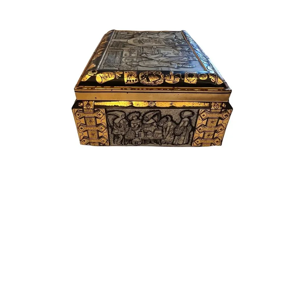 E. Otto Schmidt Biscuit Tin from Nurnberg Germany With a Paper Story in German